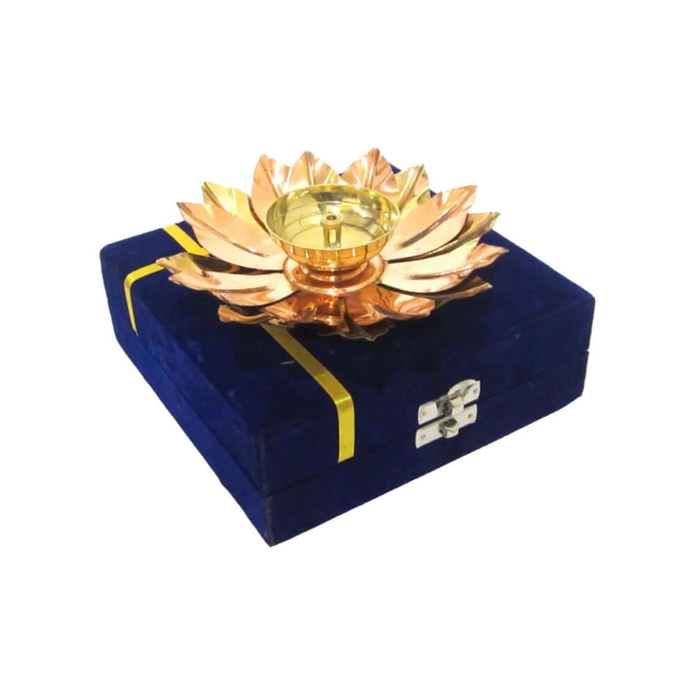 Lotus Diya Uncut – Brass Copper (Height: 2.5 Inch)
