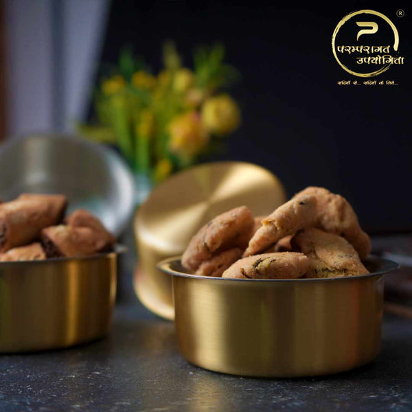 Paramparagat Upyogita Devam Maharani Brass Large Katori (Bowl) Set with Tin Coating (Kalai)