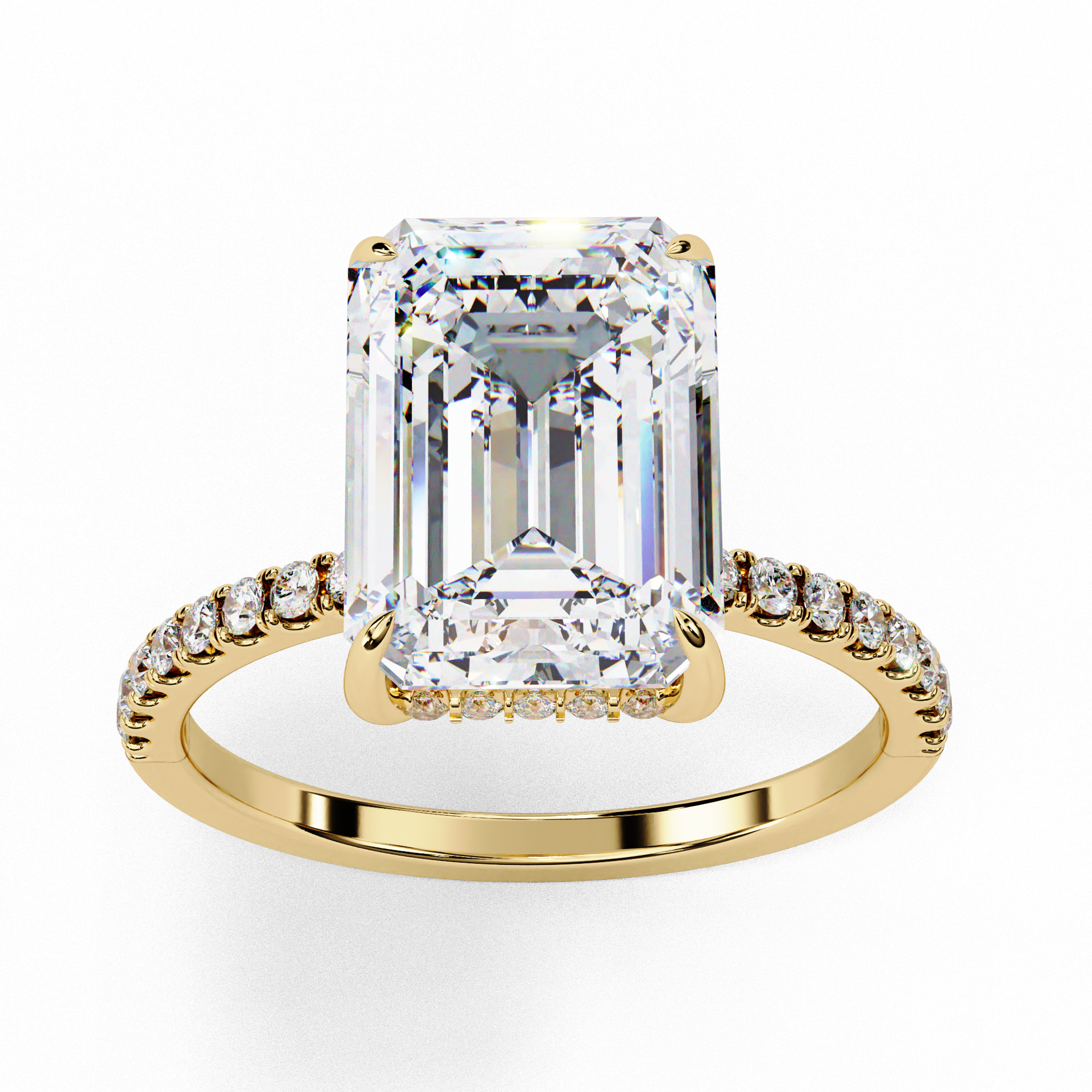 Solitaire Emerald with side diamond