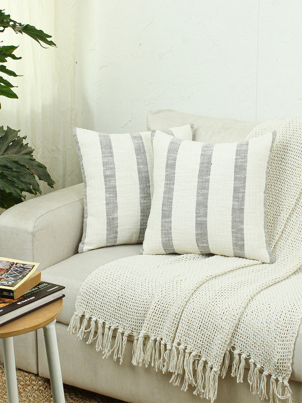 Block Set Of 2 Cushion Covers - (Grey) - 40x40cm