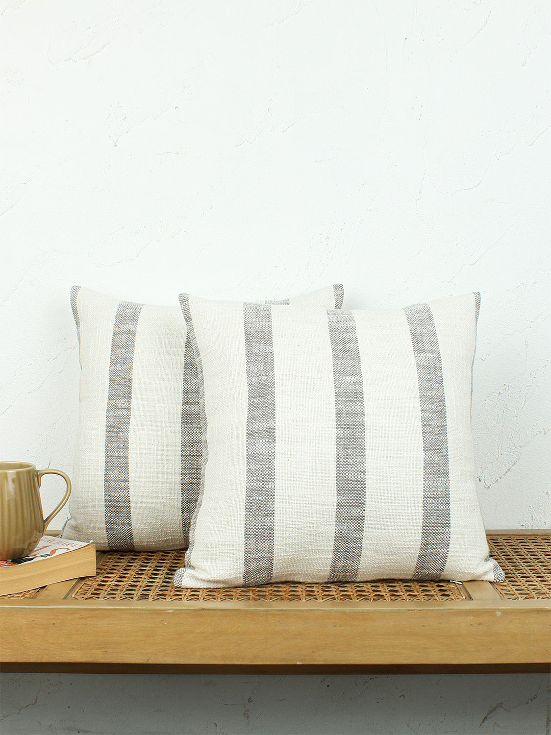 Block Set Of 2 Cushion Covers - (Grey) - 40x40cm