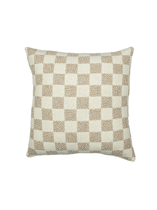 Checkerboard Set Of 2 Cushion Covers - (Beige) - 40x40cm