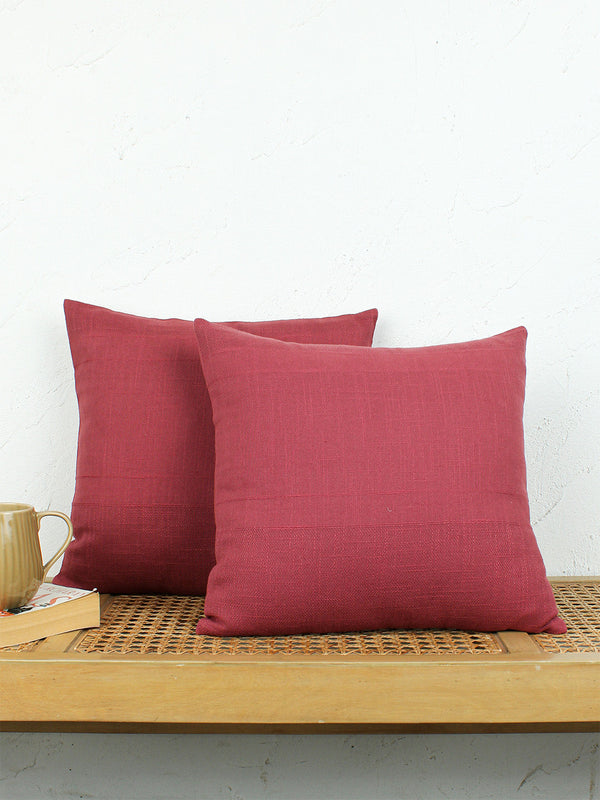 Herringbone Set Of 2 Cushion Covers - (Rust) - 40x40cm