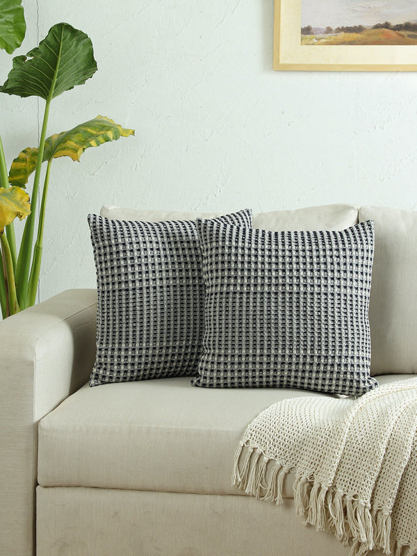 Karakoram Set Of 2 Cushion Cover (Natural/Blue) - 40X40cm