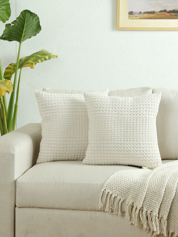 Karakoram Set Of 2 Cushion Cover (Natural/White) - 45X45cm