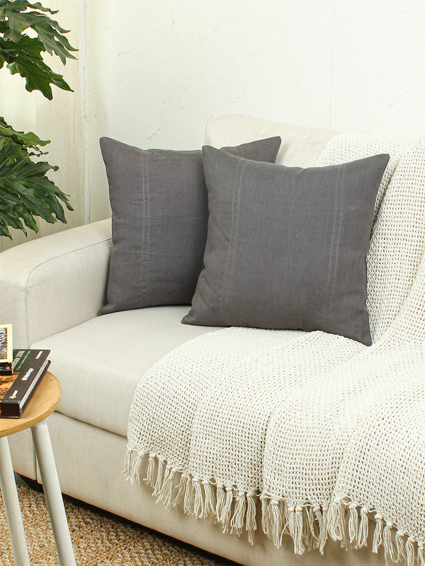 Megh Set Of 2 Cushion Covers - (Black) - 40x40cm