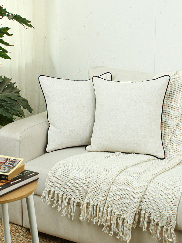 Safaid Set Of 2 Cushion Covers - (Ivory) - 40x40cm