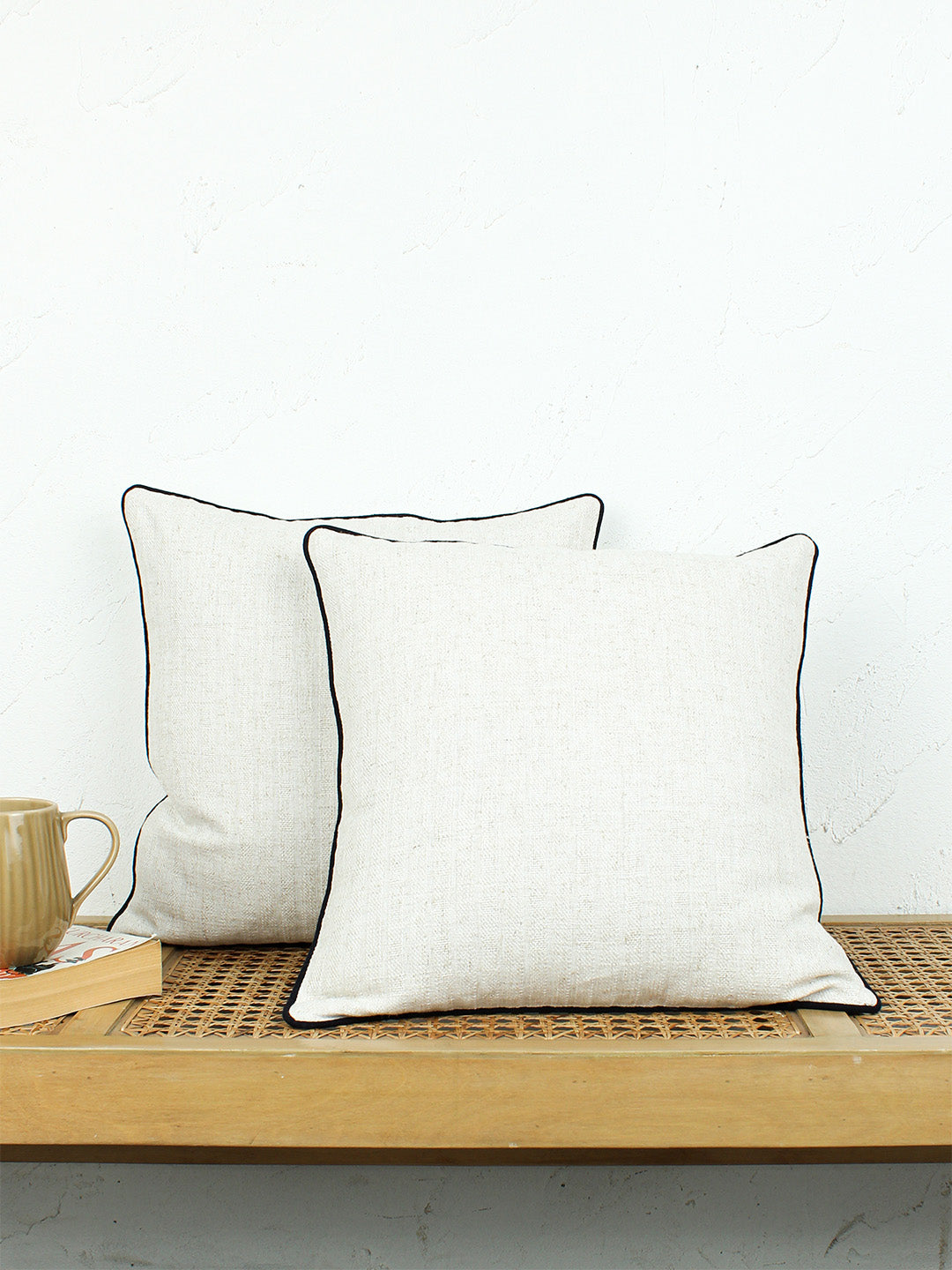 Safaid Set Of 2 Cushion Covers - (Ivory) - 40x40cm