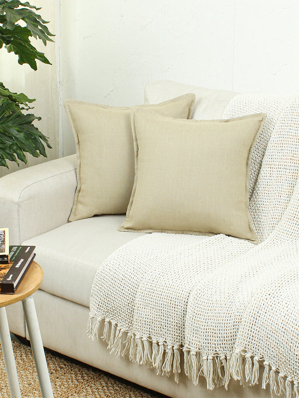 Tamarind Set Of 2 Cushion Covers - (Beige) - 40x40cm