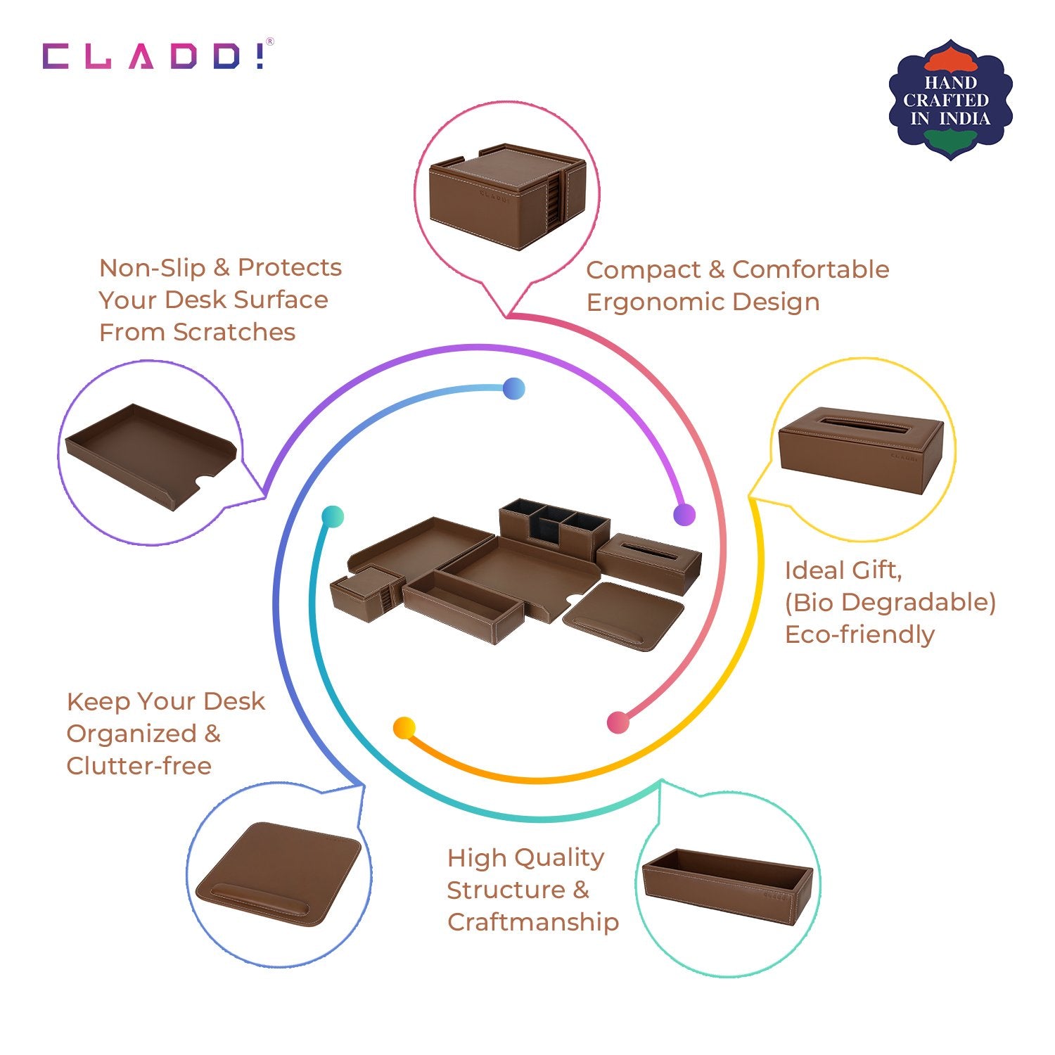 6-in-1 Leather Office Desk Set | Best Seller