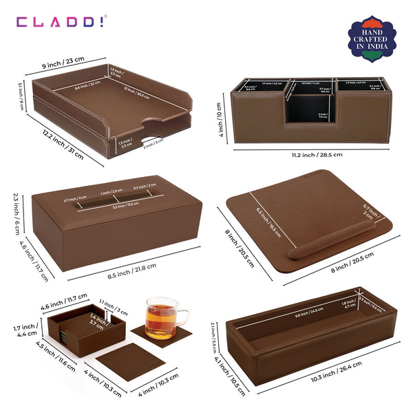 6-in-1 Leather Office Desk Set | Best Seller