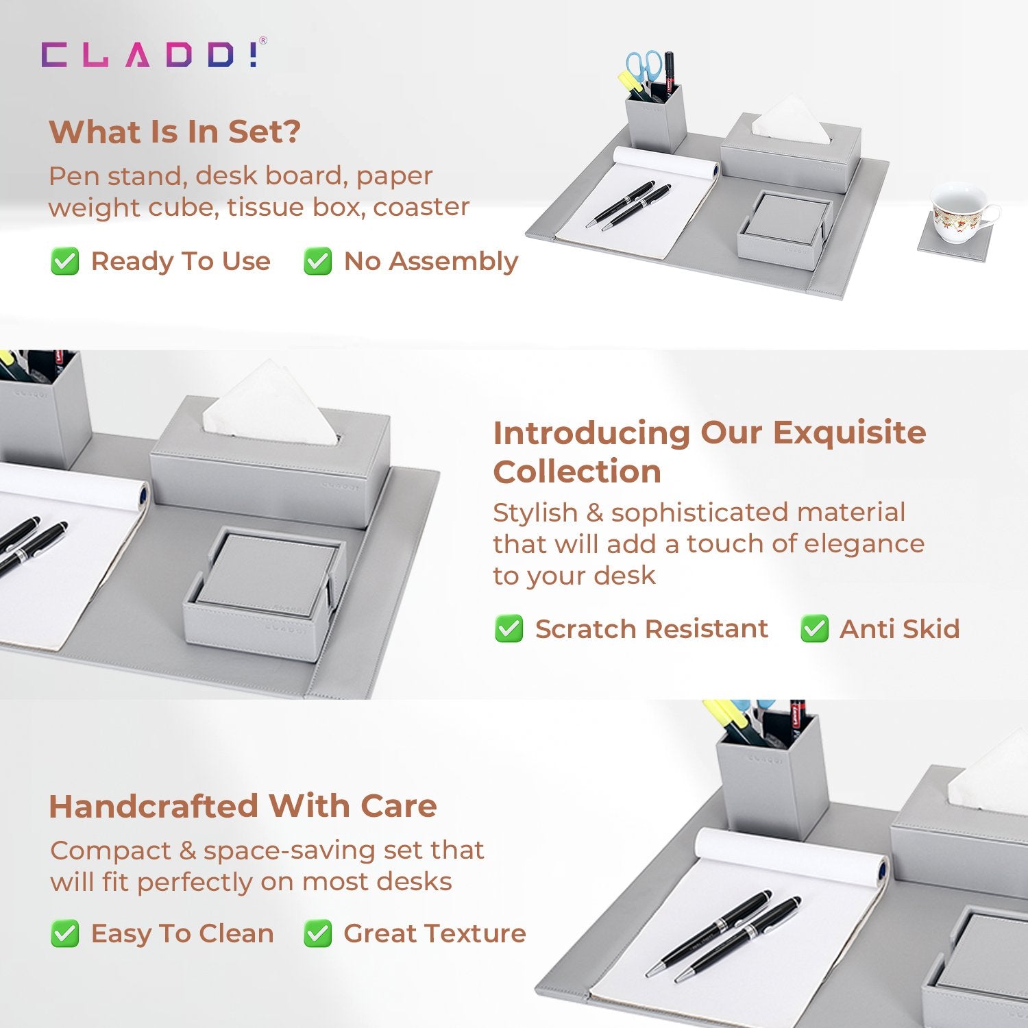 5-in-1 Grey Office Desk Organiser