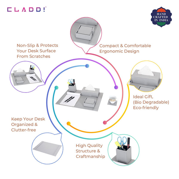 5-in-1 Grey Office Desk Organiser
