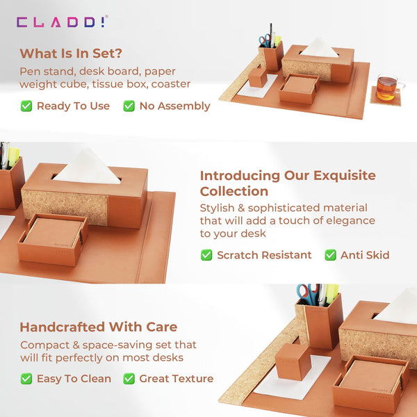 5-in-1 Leather Office Desk Organiser