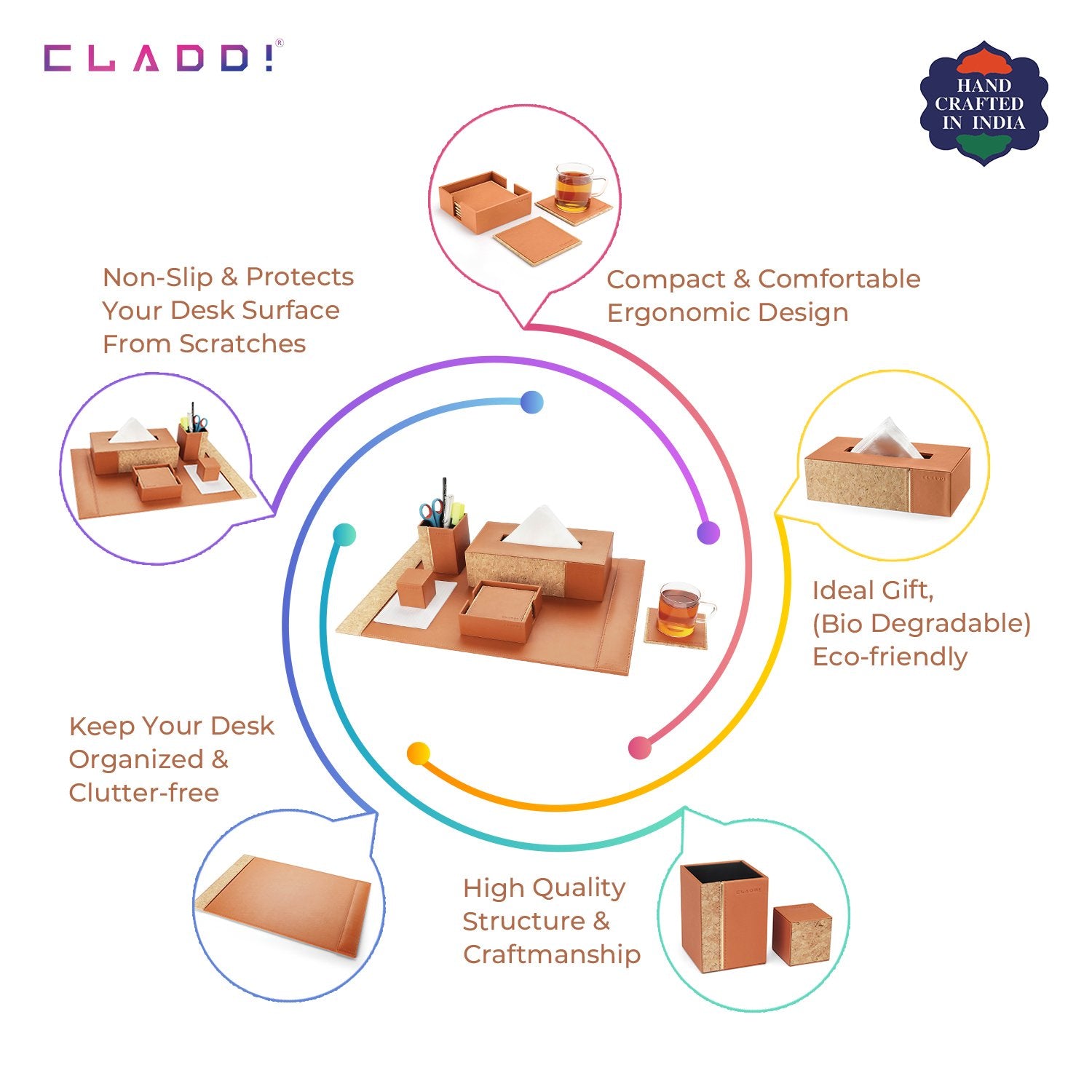 5-in-1 Leather Office Desk Organiser