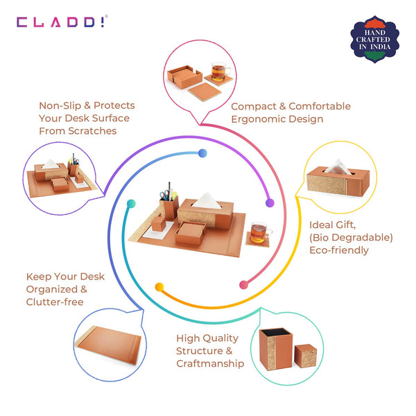 5-in-1 Leather Office Desk Organiser