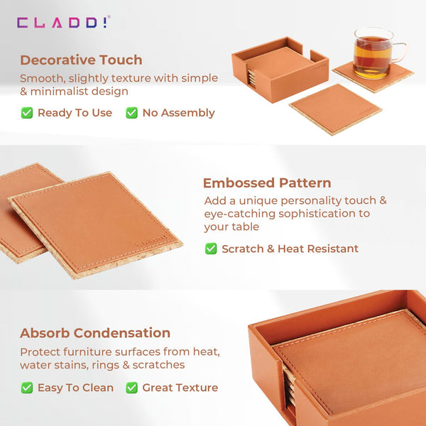 Square Leather Coaster | 50 % OFF