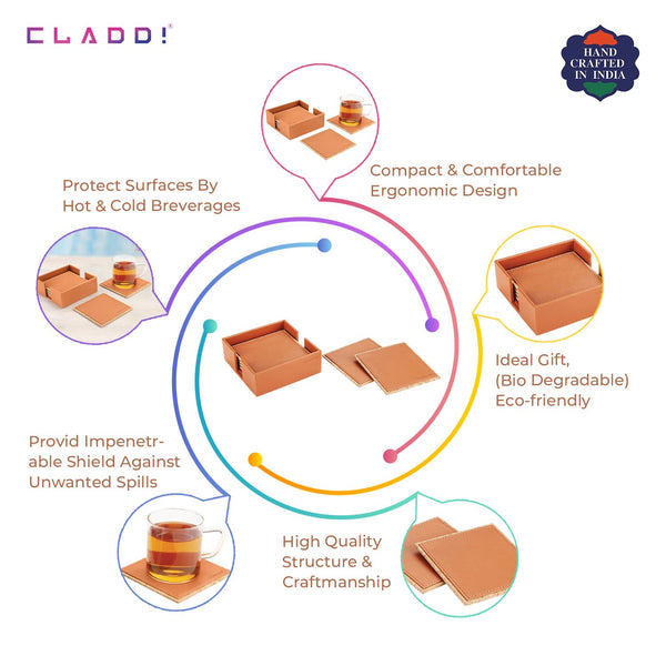 Square Leather Coaster | 50 % OFF