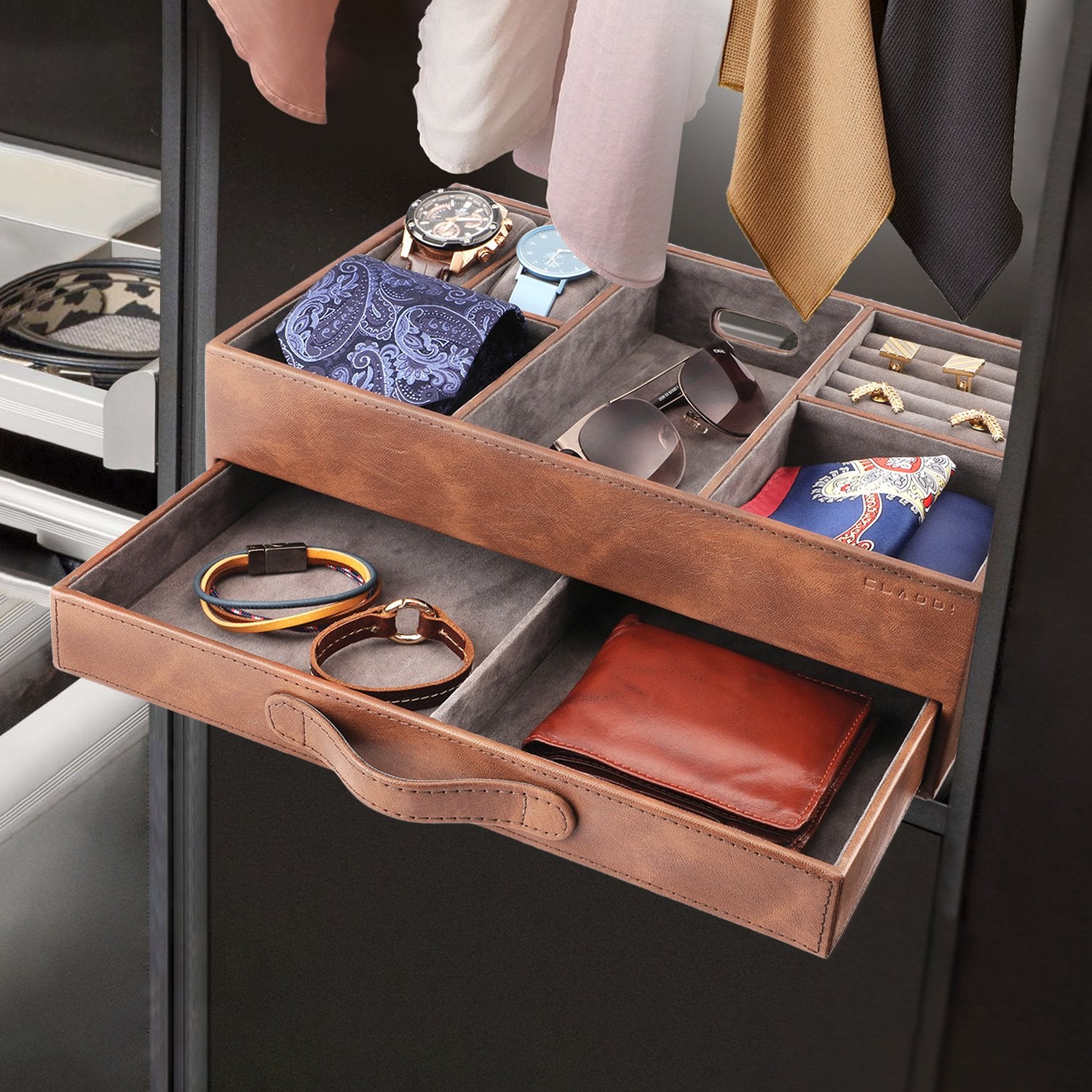 2-in-1 Leather Organiser With Drawer