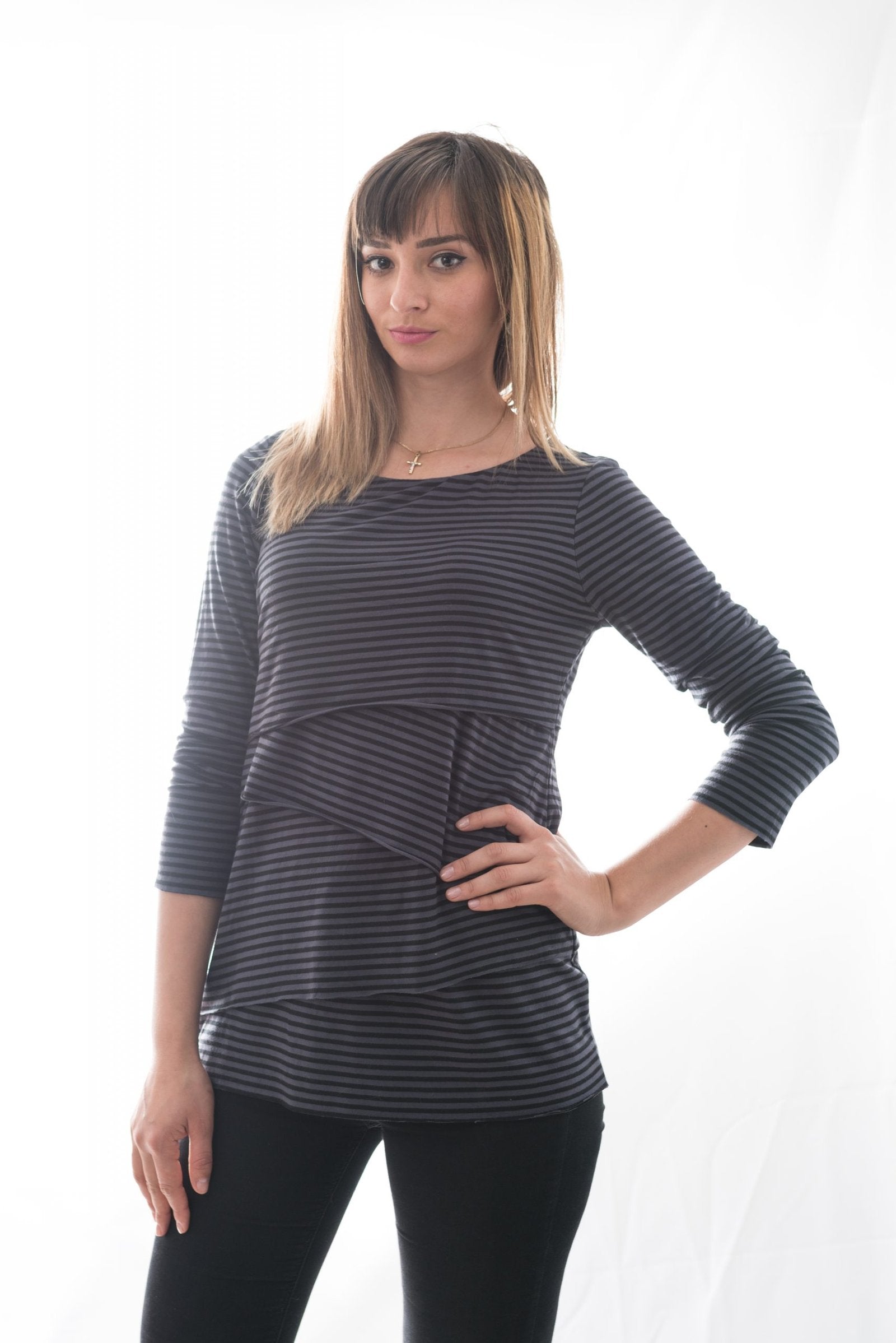 Bluză Gri Cu Dungi Mărime S