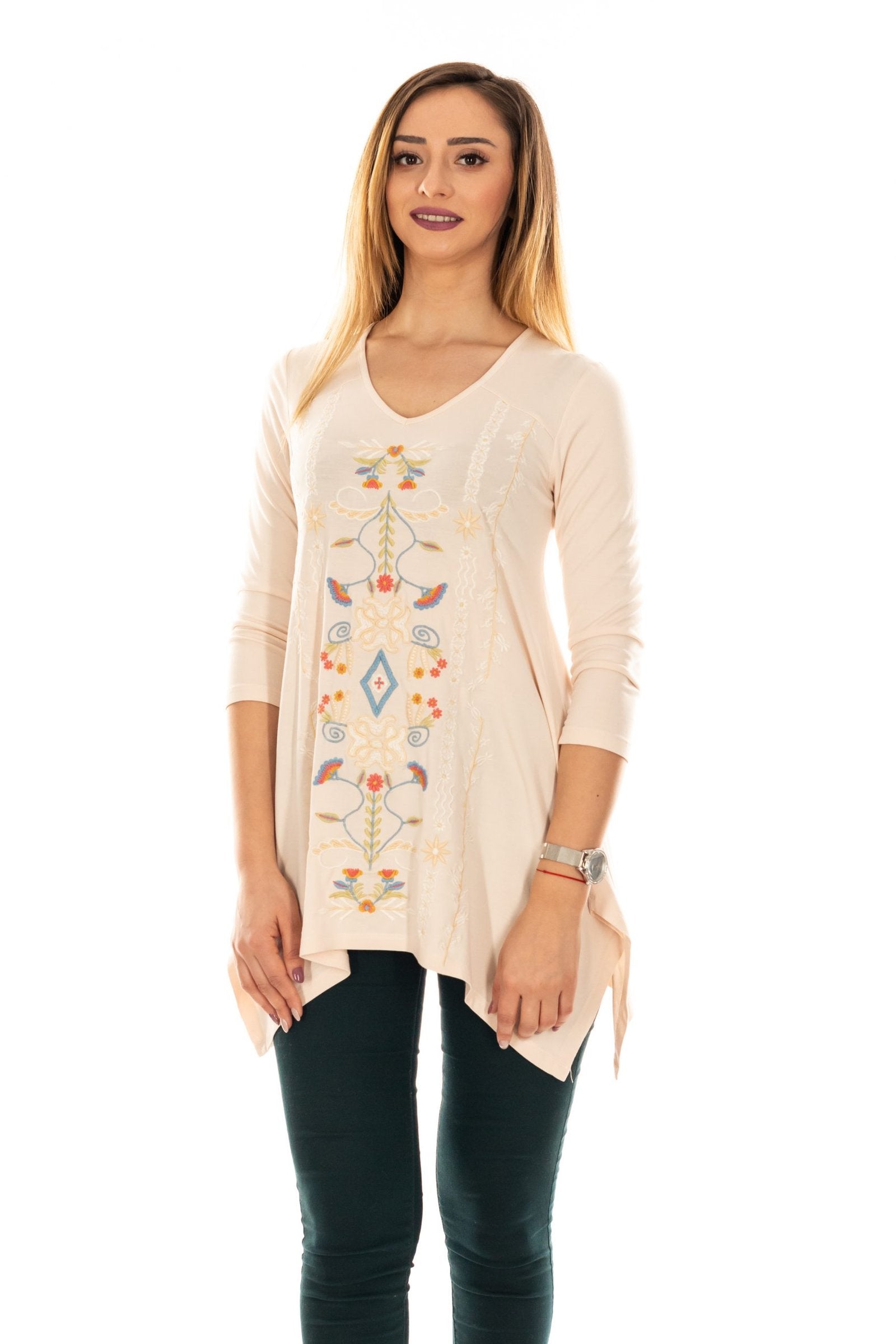 Bluză Crem Cu Broderie Florala Mărime S-M