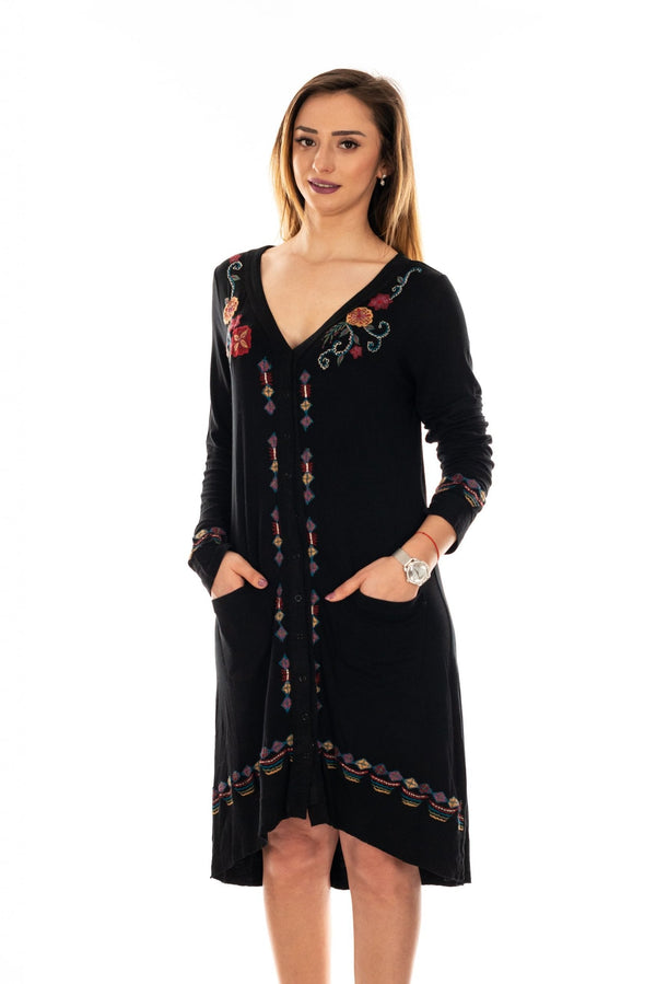 Rochie neagra cu broderie etnic, Mărime M