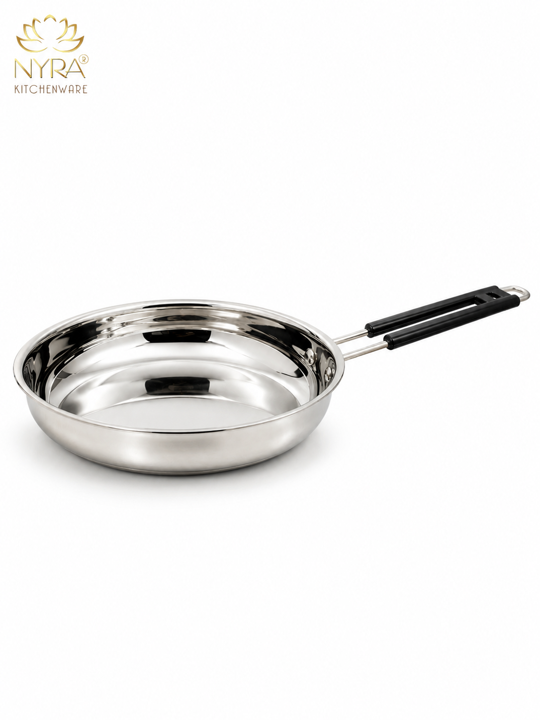 Stainless Steel Fry Pan with Riveted PVC Handle - 3 sizes