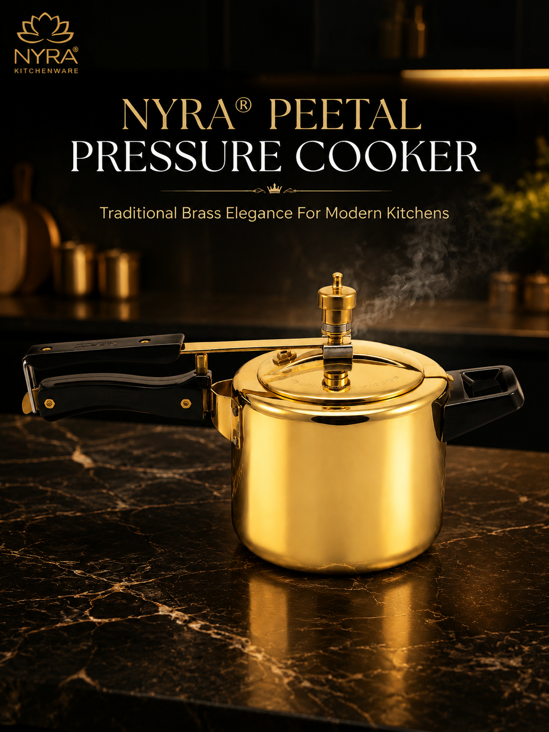 Pure Brass Cooker with Kalai/Tin Coating-Inner Lid Pressure Cooker