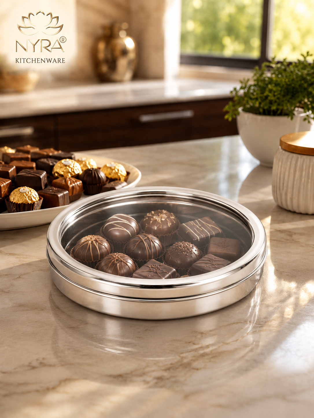Stainless Steel Storage-Box with See Through Lid | Glossy Finish - Multipurpose Storage Container