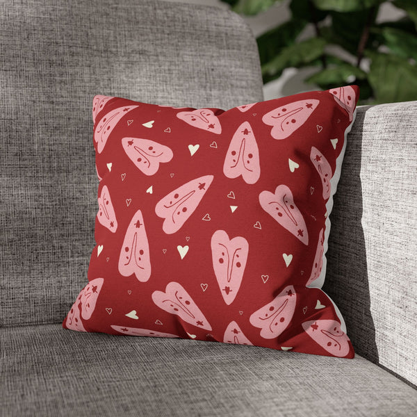 Lush Love Hearts Cushion Cover for Valentine - Velvet - 16x16in