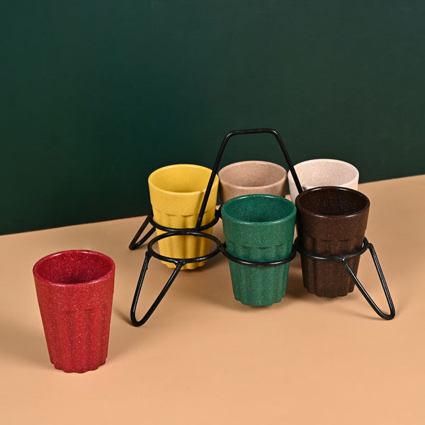 Cutting Chai Cups With Stand | Set of 6