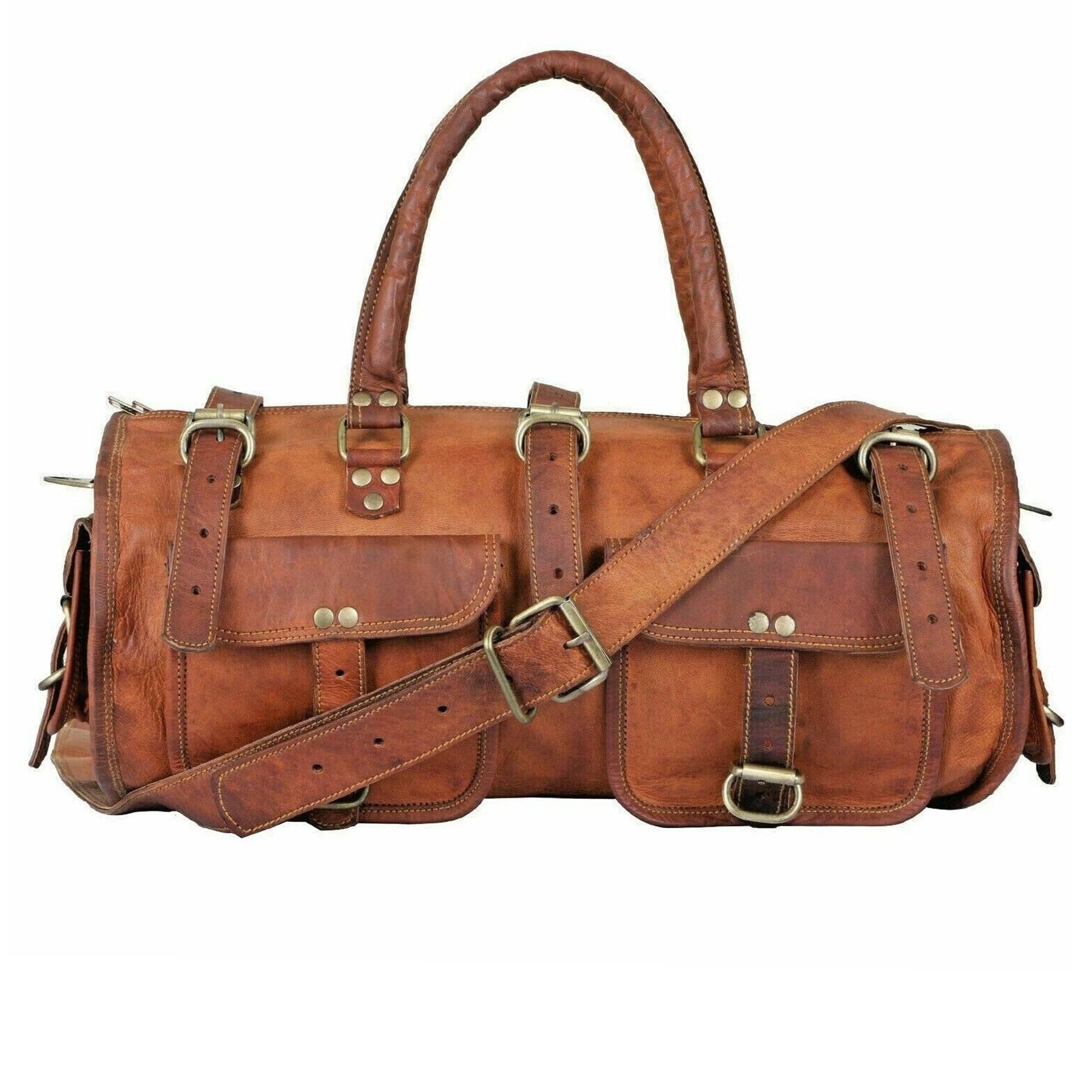 Leather Large Vintage Duffel Overnight Bag Classy Leather Bags Bags