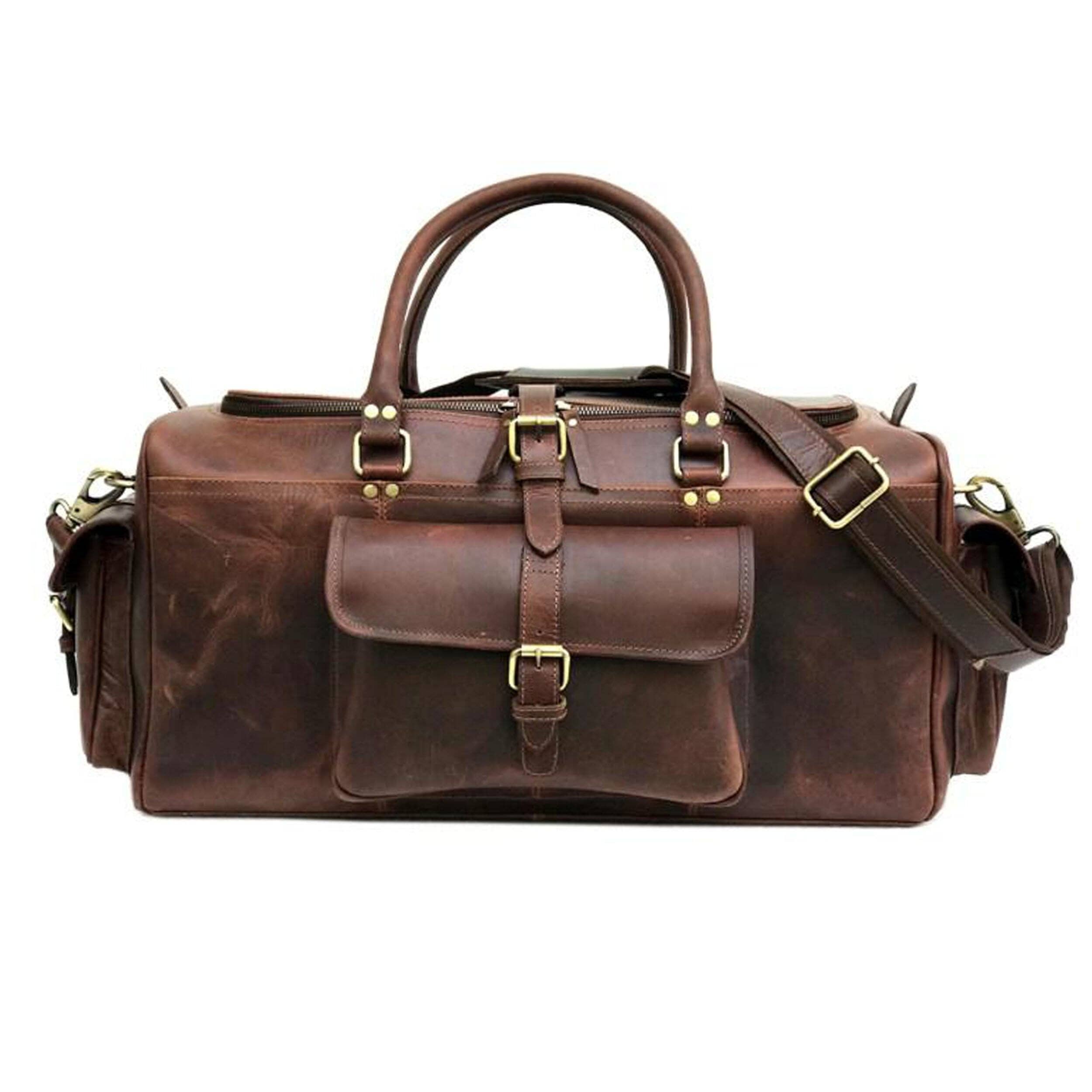 Genuine Large Full-Grain Buffalo Leather Roosevelt Duffle Bag Classy Leather Bags Bags