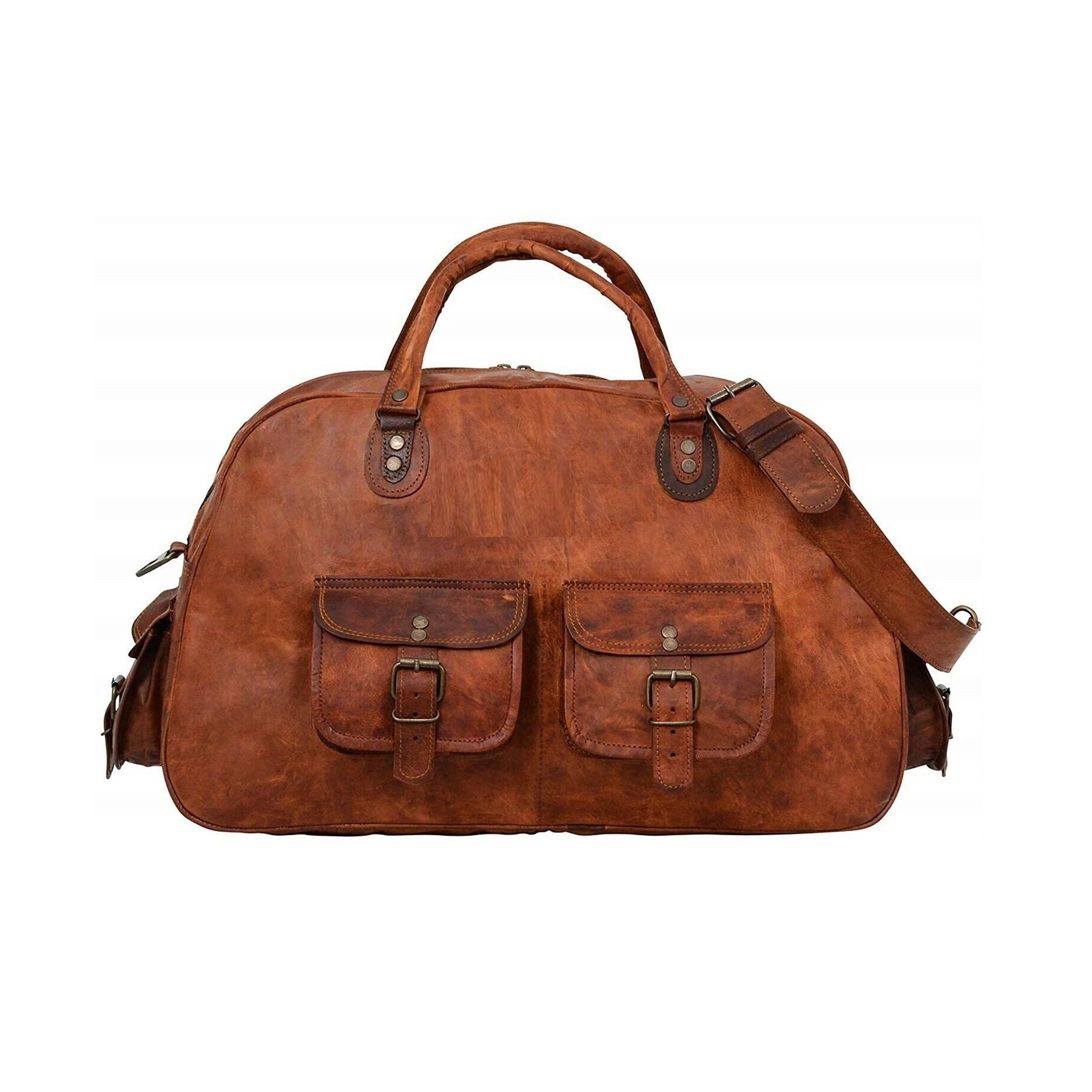 Vintage Brown Handmade Leather Duffle Bag Classy Leather Bags Bags