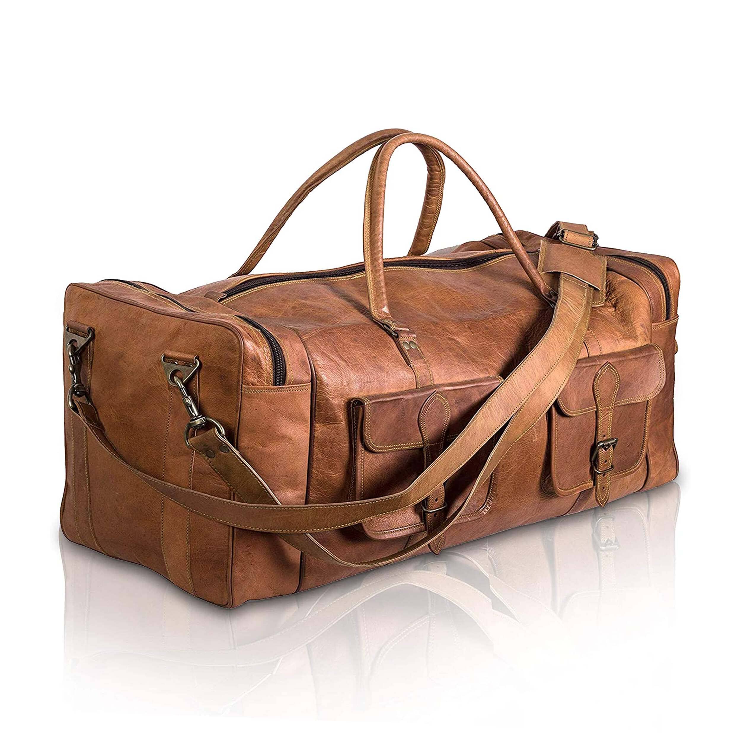Oversized Men's Leather Weekender Duffle Bag Classy Leather Bags Bags