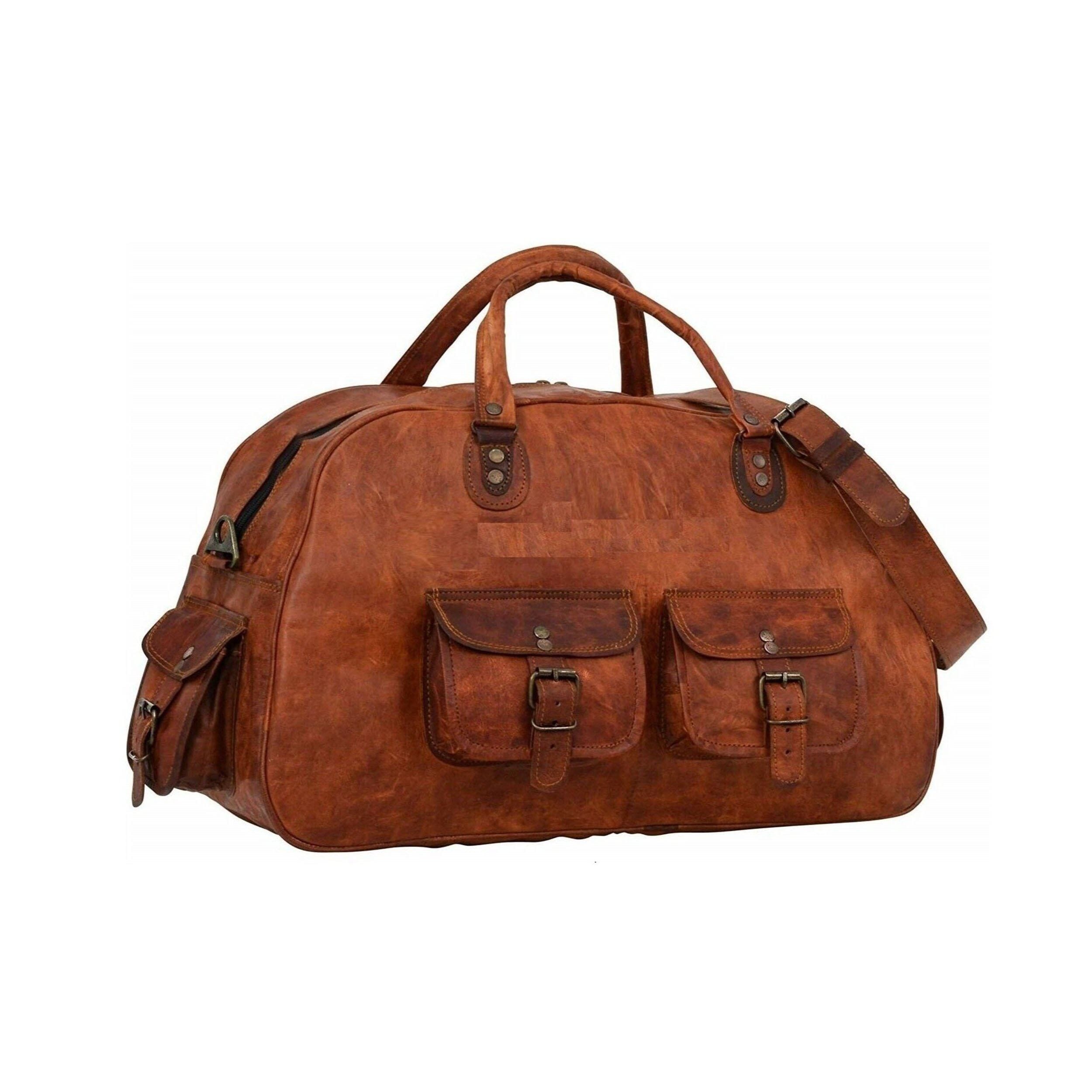Vintage Brown Handmade Leather Duffle Bag Classy Leather Bags Bags