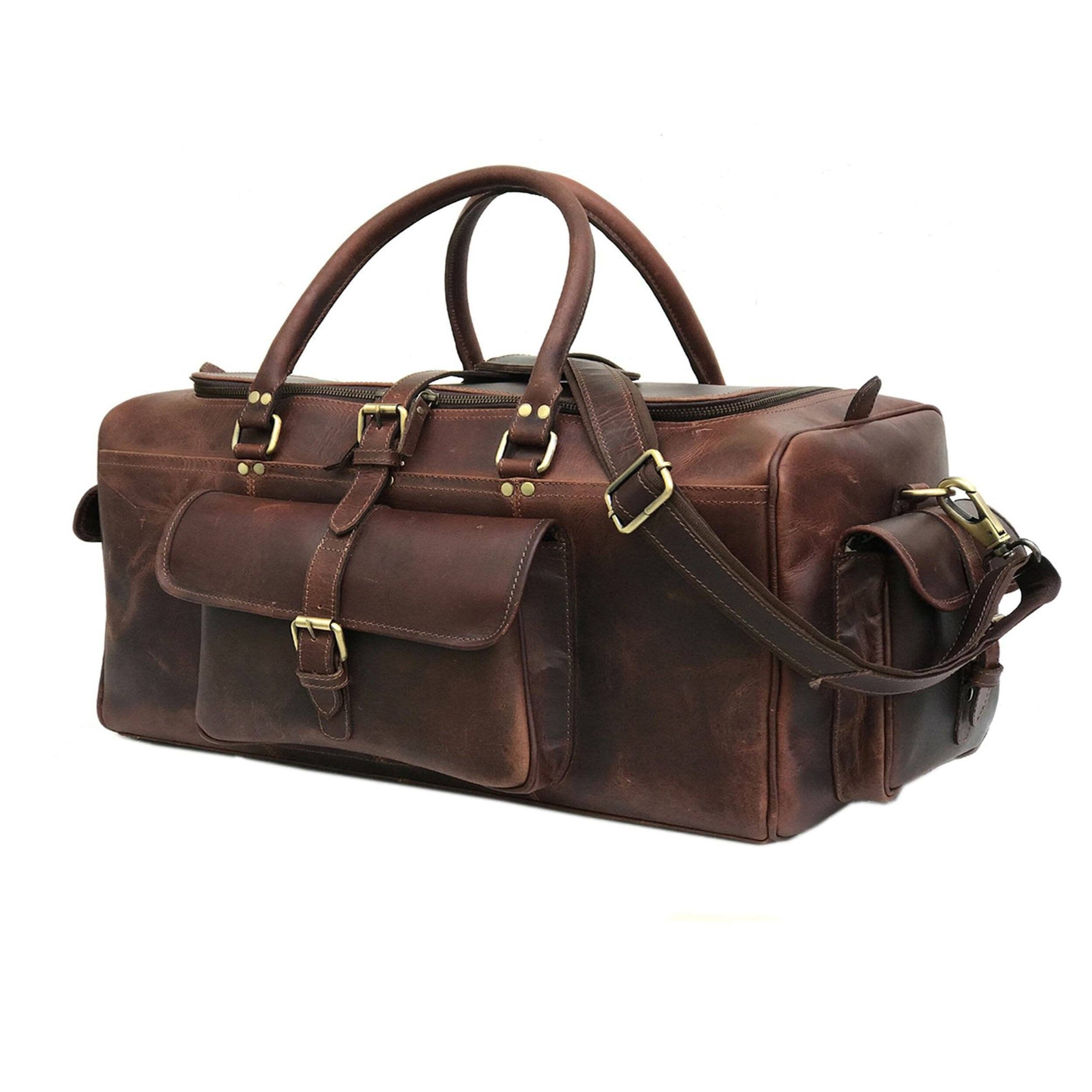 Genuine Large Full-Grain Buffalo Leather Roosevelt Duffle Bag Classy Leather Bags Bags