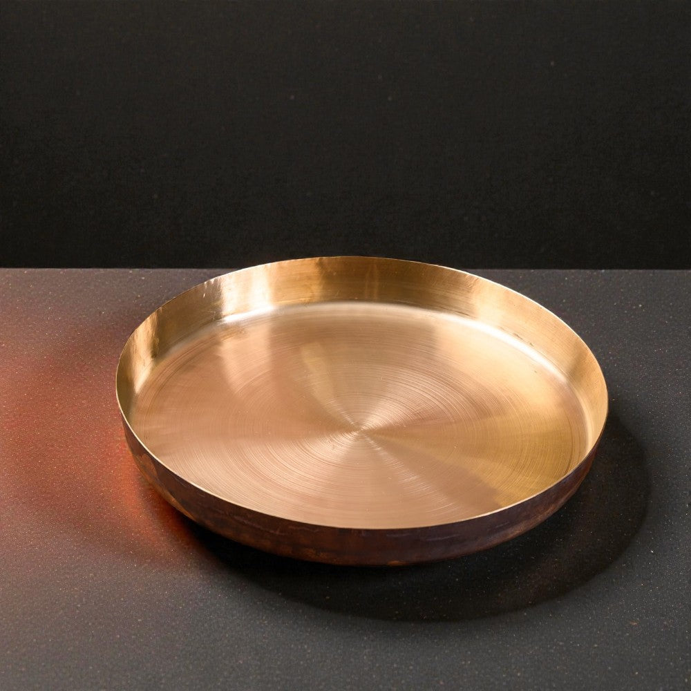 Ručne vyrobený čistý Kansa Thali (bronzový tanier) – tradičný indický riad | RoyalStuffs.com