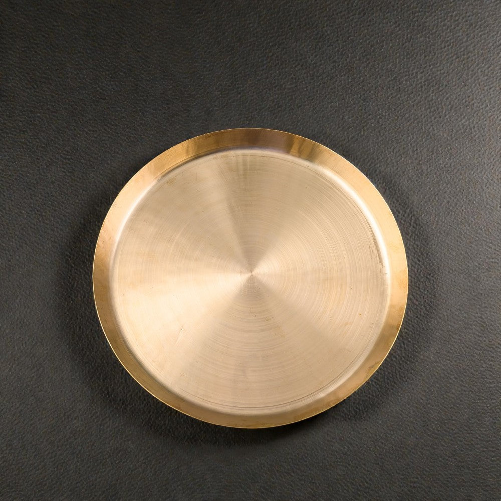 Ručne vyrobený čistý Kansa Thali (bronzový tanier) – tradičný indický riad | RoyalStuffs.com