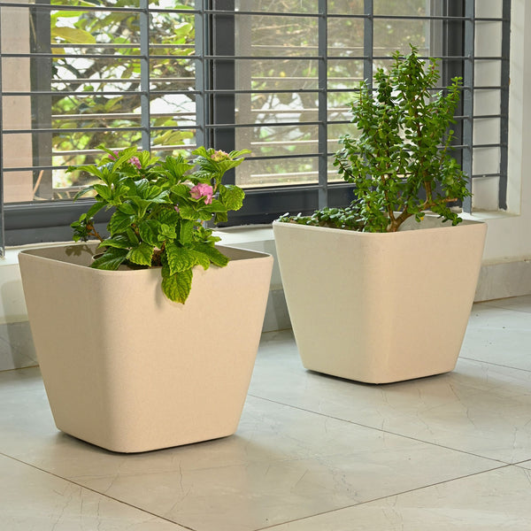 Earth-Friendly Daisy Self Watering Planters 14 Inch set of 2 | Wheeled Planter