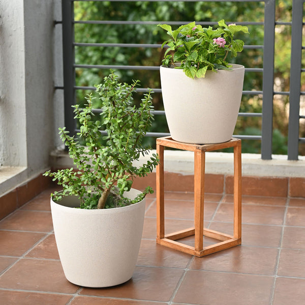 Earth Friendly Deco Wheeled Planters 12 Inch set of 2 | Self Watering