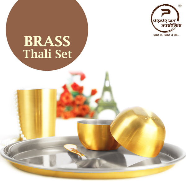 Paramparagat Upyogita Devam Devyani Brass 11' Single Brass Thali Set with Tin Coating (Kalai)