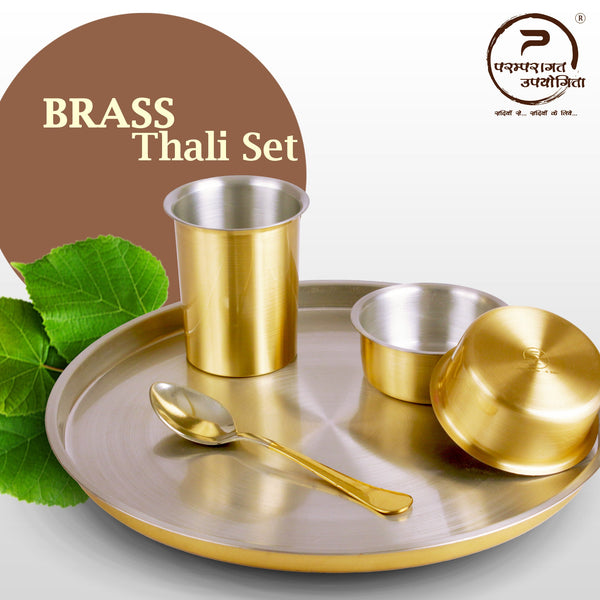 Paramparagat Upyogita Devam Maharani Brass 13' Single Brass Thali Set with Tin Coating (Kalai)