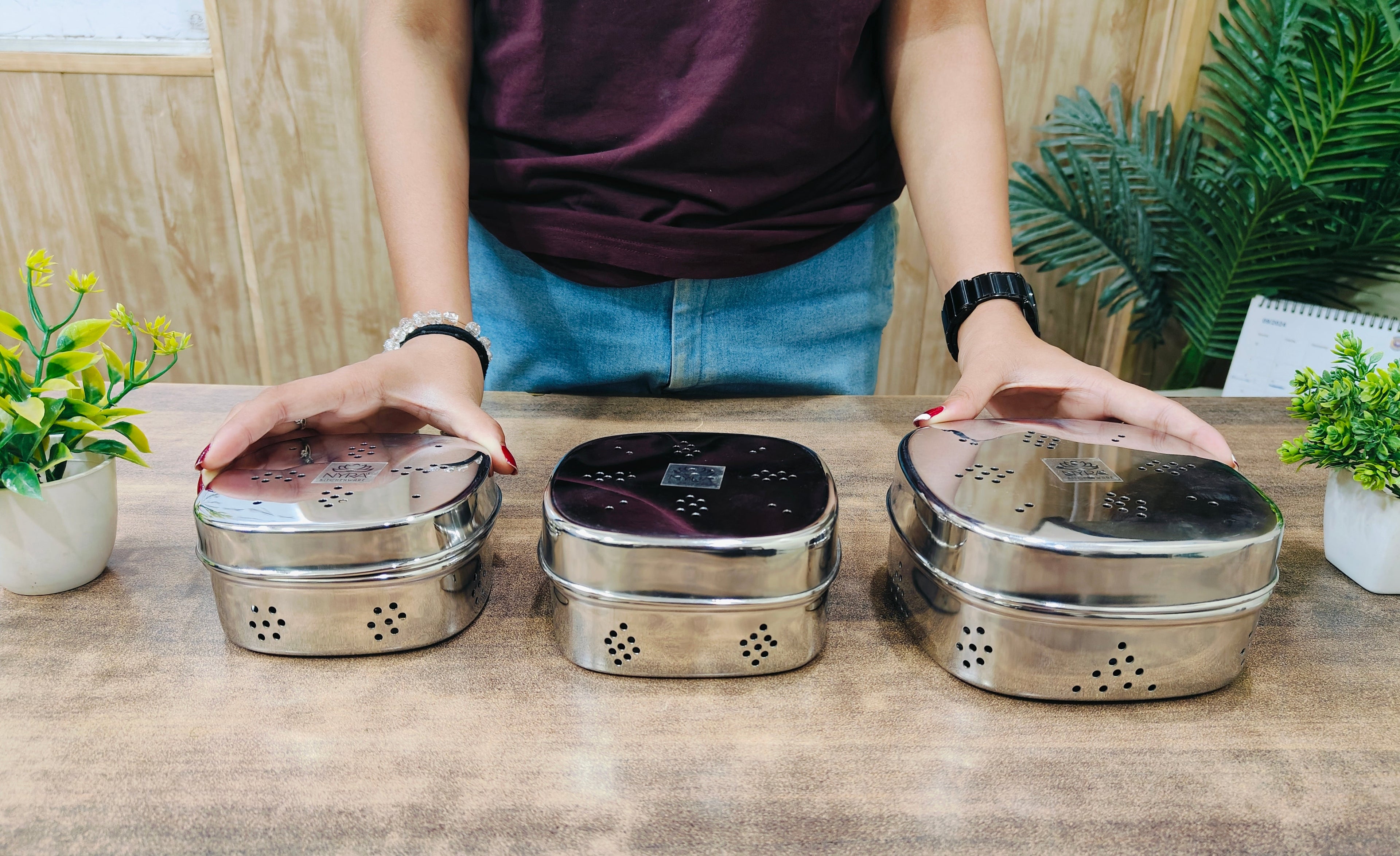Stainless Steel Square Coriander Storage Container 