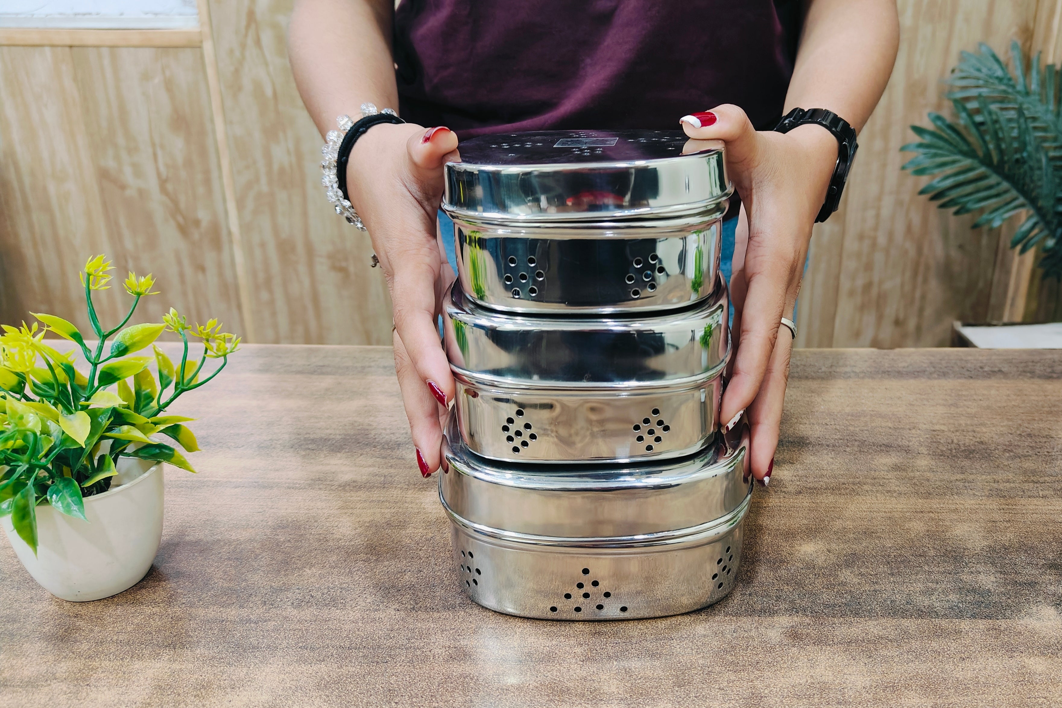 Stainless Steel Square Coriander Storage Container 