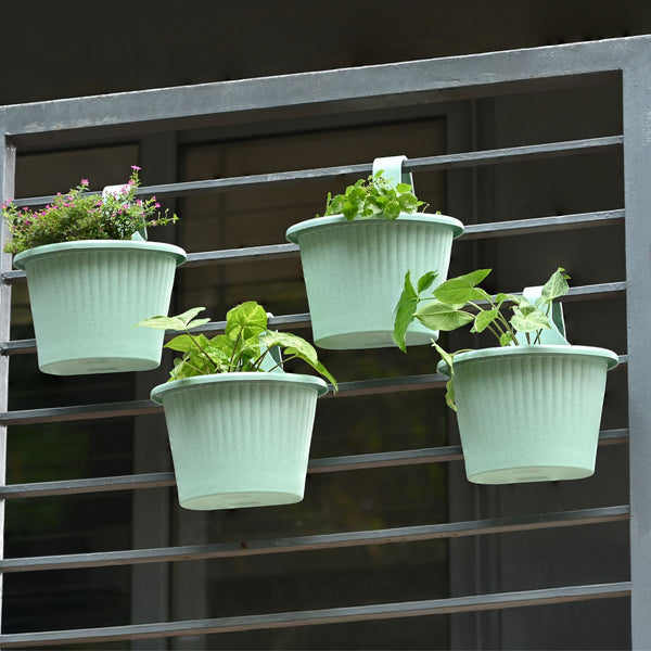 Earth-Friendly Planters Ecosling 10 Inch set of 4 | Bamboo Based Pots and Planters