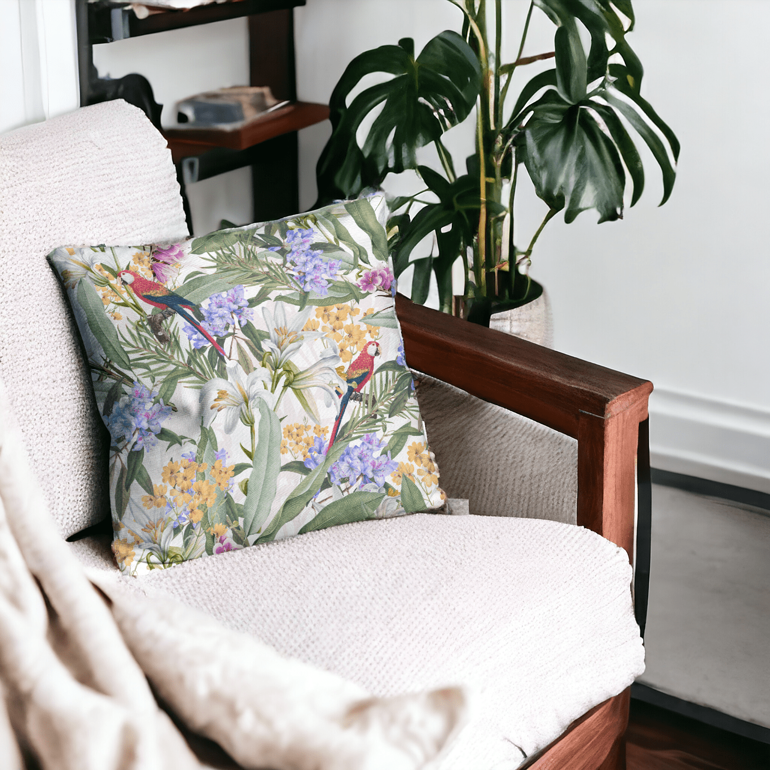 Eden's Parrot Velvet Cushion Cover