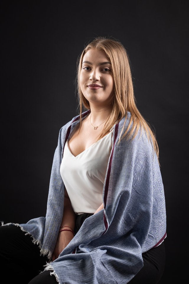 Esarfa de bumbac indian bleo-ciel 