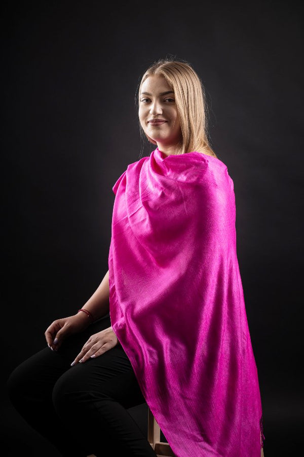 Esarfa matase-bumbac ciclame 