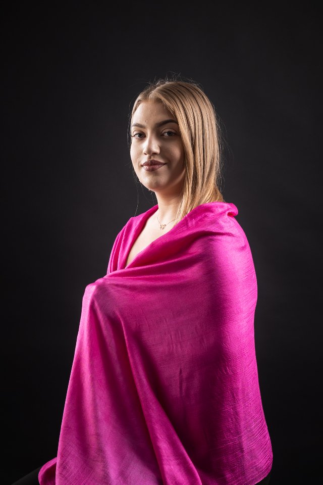 Esarfa matase-bumbac ciclame 